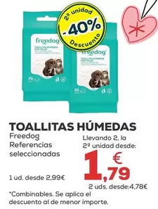 Oferta de Freedog - Toallitas Humedas por 2,99€ en Kiwoko