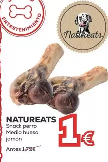 Oferta de Natureats - Snack Perro Medio Hueso Jamon por 1€ en Kiwoko