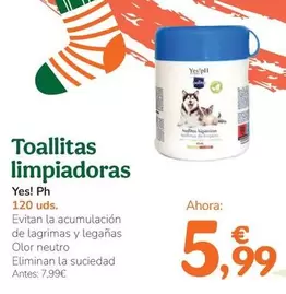 Oferta de Yes!Ph - Toallitas Limpiadoras por 5,99€ en Tiendanimal