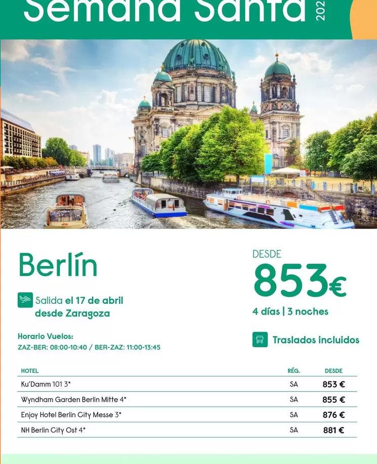 Oferta de Abril - Berlin por 853€ en Travelplan