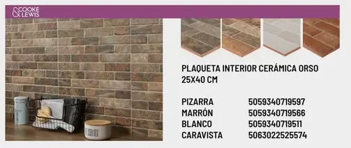 Oferta de Blanco - Plaqueta Interior Ceramica Orso en Brico Depôt