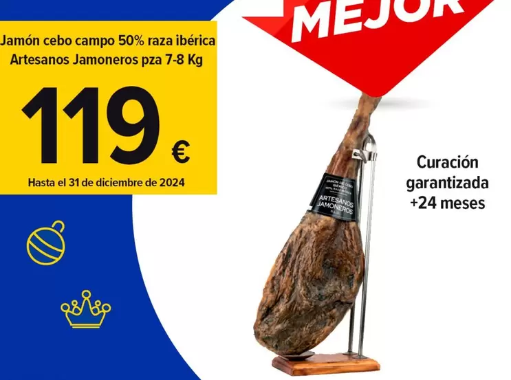 Oferta de Artesanos Jamoneros - Jamon Cebo Campo 50% Raza Iberica por 119€ en Cash Fresh