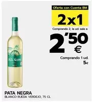 Oferta de Pata Negra - Blanco Rueda Verdejo por 5€ en BM Supermercados