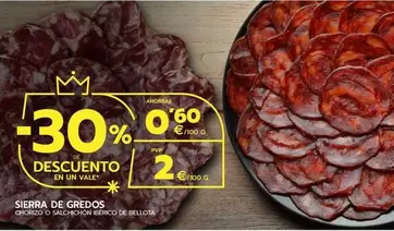 Oferta de Sierra De Gredos - Chorizo O Salchichon Iberico De Bellota  por 2€ en BM Supermercados