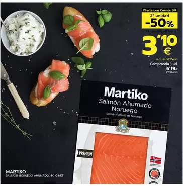 Oferta de Martiko - Salmón Noruego Ahumado  por 6,19€ en BM Supermercados