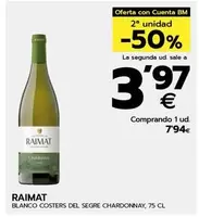 Oferta de Raimat - Blanco Costers Del Segre Chardonnay por 7,94€ en BM Supermercados