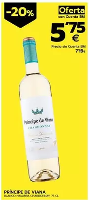 Oferta de Príncipe De Viana - Blanco Navarra Chardonnay  por 5,75€ en BM Supermercados