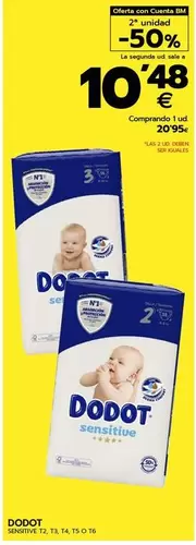 Oferta de Dodot - Sensitive  T2 T3 T4 T5 O T6 por 20,95€ en BM Supermercados