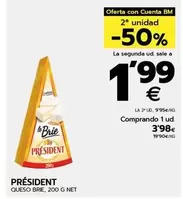 Oferta de Président - Queso Brie por 3,98€ en BM Supermercados