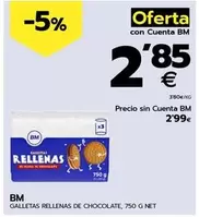 Oferta de Bm - Galletas Rellenas De Chocolate por 2,85€ en BM Supermercados