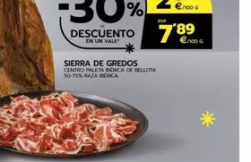 Oferta de Sierra De Gredos - Centro Paleta Iberica De Bellota 50-75% Raza Ibérica por 7,89€ en BM Supermercados