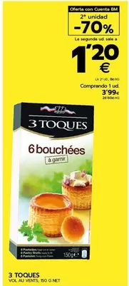 Oferta de 3 Toques - Vol Au Vents por 3,99€ en BM Supermercados