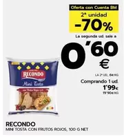 Oferta de Recondo - Mini Tosta Con Frutos Rojos por 1,99€ en BM Supermercados