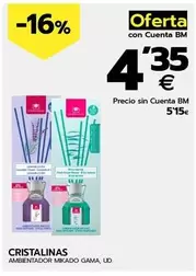 Oferta de Cristalinas - Ambientador Mikado Gama por 4,35€ en BM Supermercados