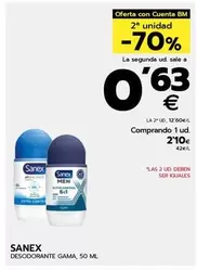 Oferta de Sanex - Desodorante Gama por 2,1€ en BM Supermercados