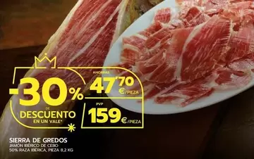 Oferta de Sierra De Gredos - Jamon Iberico De Cebo 50% Raza Iberica  por 159€ en BM Supermercados