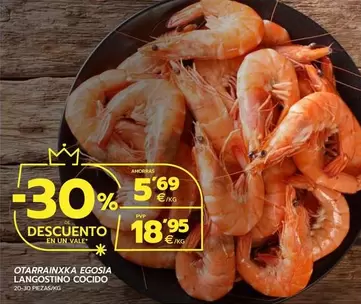 Oferta de Langostino Cocido por 18,95€ en BM Supermercados