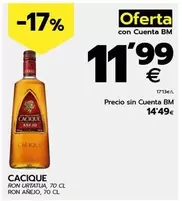 Oferta de Cacique - Ron Urtatua por 14,49€ en BM Supermercados