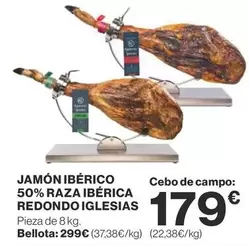 Oferta de Redondo - Jamón Ibérico 50% Raza Ibérica  Iglesias por 179€ en Supercor