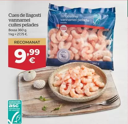 Oferta de Colas De Langostino Vannamei Cocido Peladas por 9,99€ en La Sirena