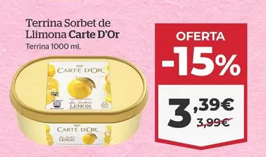 Oferta de Carte d'Or - Tarrina Sorbete De Limon por 3,39€ en La Sirena