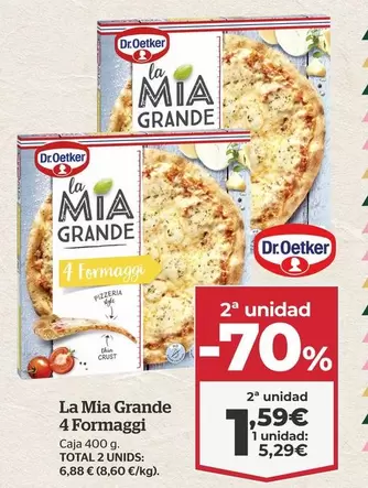 Oferta de Dr Oetker - La Mia Grande 4 Formaggi por 5,29€ en La Sirena