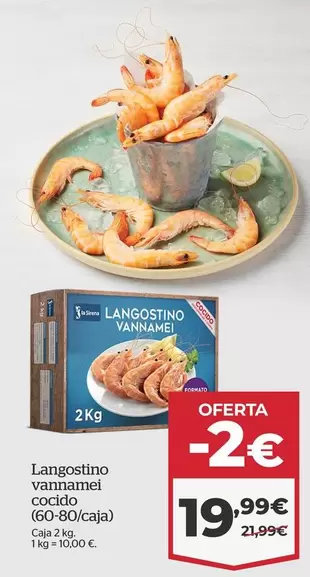 Oferta de Langostino Vannamei Cocido por 19,99€ en La Sirena