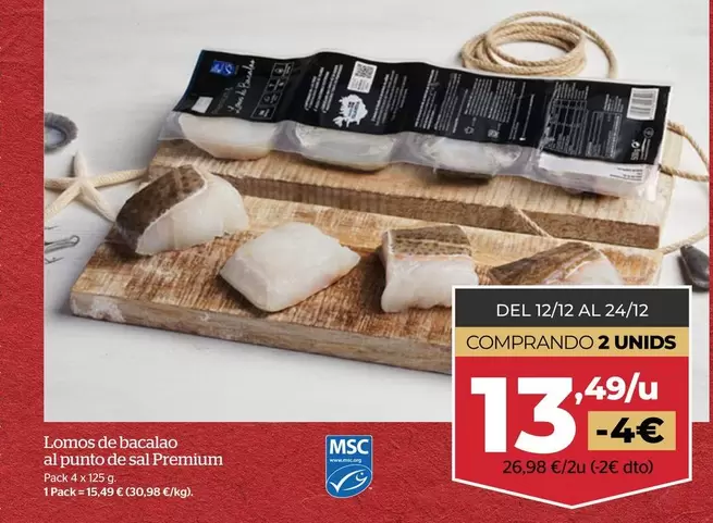 Oferta de Lomos De Bacalao Al Punto De Sal Premium por 15,45€ en La Sirena