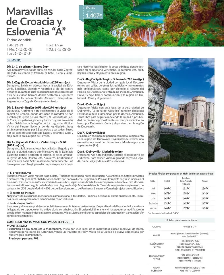 Oferta de Maravillas De Croacia Y Eslovenia "A" por 1407€ en Nautalia Viajes
