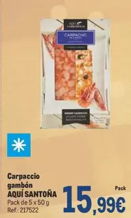 Oferta de Carpaccio Gambon por 15,99€ en Makro