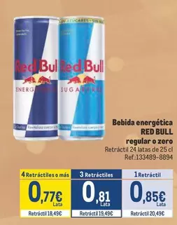 Oferta de Red Bull - Bebida Energética Regular O Zero por 0,85€ en Makro