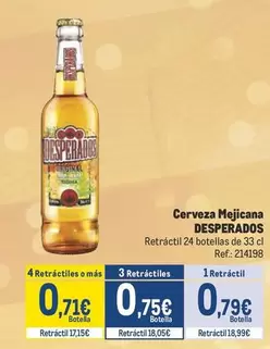 Oferta de Desperados - Cerveza Mejicana por 0,79€ en Makro