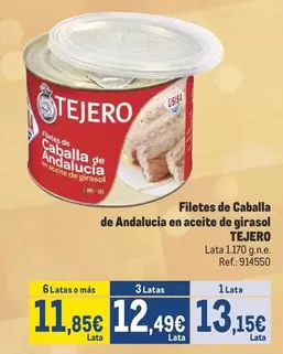 Oferta de Tejero - Filetes De Caballa De Andalucia En Aceite De Girasol por 13,15€ en Makro