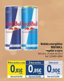 Oferta de Red Bull - Bebida Energética Regular O Zero por 0,9€ en Makro