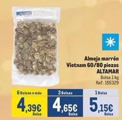 Oferta de Altamar - Almeja Marrón Vietnam 60/80 Piezas por 5,15€ en Makro