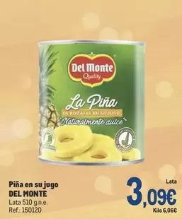 Oferta de Del Monte - Piña En Su Jugo por 3,09€ en Makro