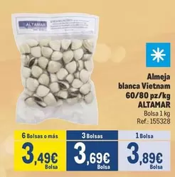 Oferta de Altamar - Almeja Blanca Vietnam 60/80 Pz/kg por 3,89€ en Makro