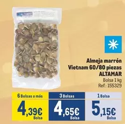 Oferta de Altamar - Almeja Marrón Vietnam 60/80 Piezas por 5,15€ en Makro