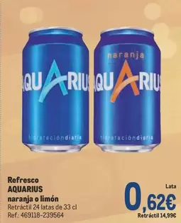 Oferta de Aquarius - Refresco Naranja O Limón por 0,62€ en Makro