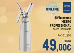 Oferta de Metro Professional - Sifón Crema por 49€ en Makro