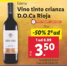 Oferta de Ederra - Vino Tinto Crianza D.O.Ca Rioja por 6,99€ en Lidl