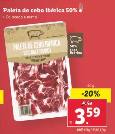 Oferta de Paleta De Cebo Iberica 50% por 3,59€ en Lidl