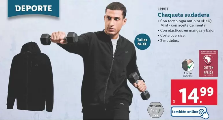 Oferta de Crivit - Chaqueta Sudadera por 14,99€ en Lidl