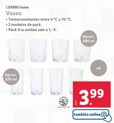 Oferta de Livarno - Vasos por 3,99€ en Lidl