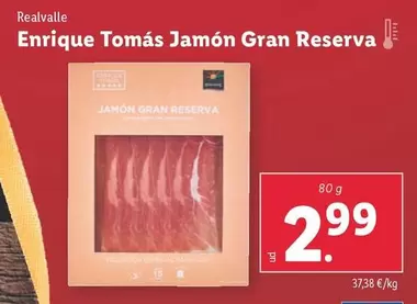 Oferta de Realvalle - Enrique Tomás Jamón Gran Reserva  por 2,99€ en Lidl