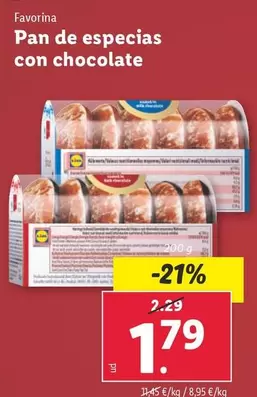 Oferta de Favorina - Pan De Especias Con Chocolate por 1,79€ en Lidl