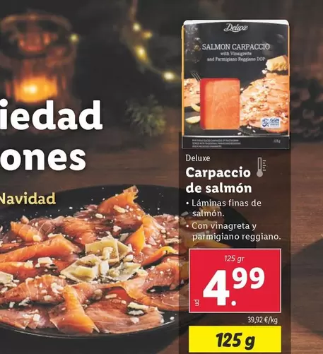 Oferta de Deluxe - Carpaccio De Salmon por 4,99€ en Lidl