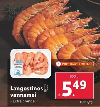 Oferta de Langostinos Vannamei por 5,49€ en Lidl