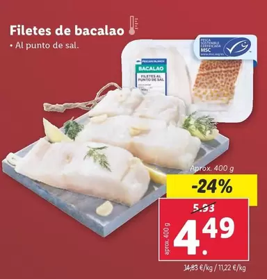 Oferta de Filetes De Bacalao por 4,49€ en Lidl