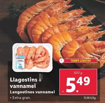 Oferta de Langostinos Vannamei por 5,49€ en Lidl